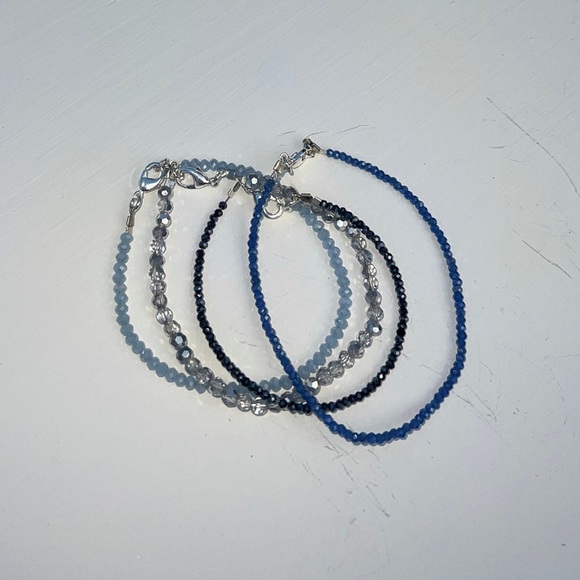 blue and silver bangle bracelet stackable set of 4 - Picture 5 of 5